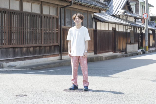 うなぎの寝床　もんぺ　MONPE ゆる絣柄シリーズ　赤　ストライプ　水玉 うなぎの寝床】MONPE 柄 | 藤巻百貨店