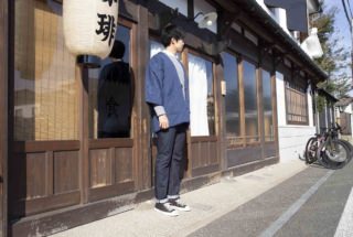 藍調袢天 小縞