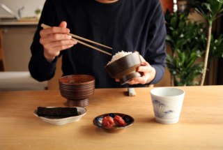 飯椀乱筋 黒漆