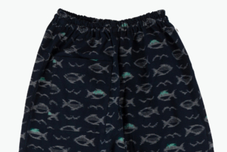 いろはもんぺ 経緯絣 魚柄