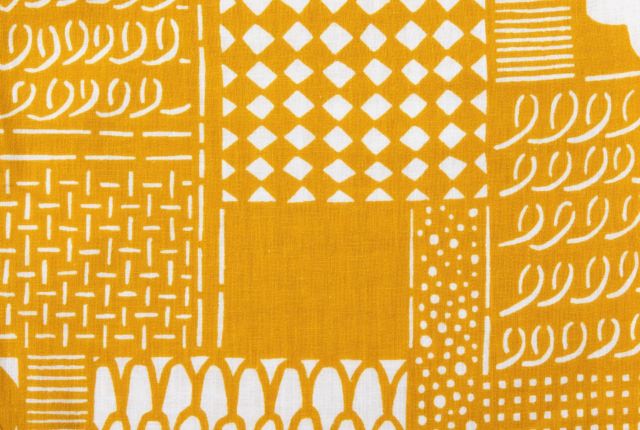 MONPE よつめデザイン 花布 黄 / 手捺染 | 商品一覧 | 地域文化商社