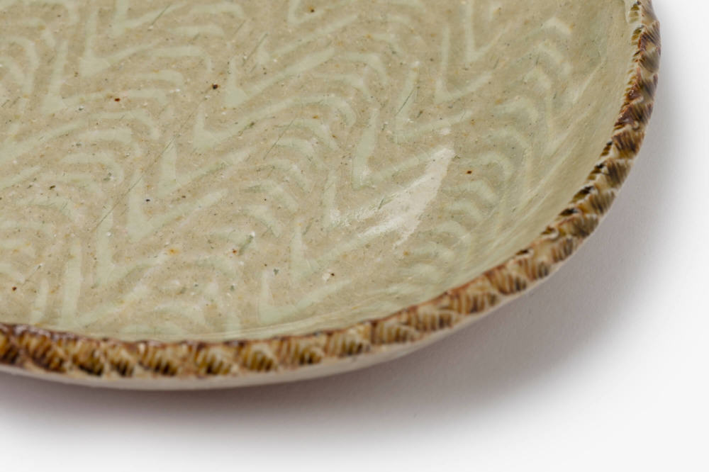 まゆみ窯 透明釉象嵌楕円皿（大）