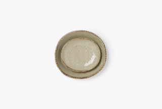 まゆみ窯 透明釉象嵌楕円皿（大）