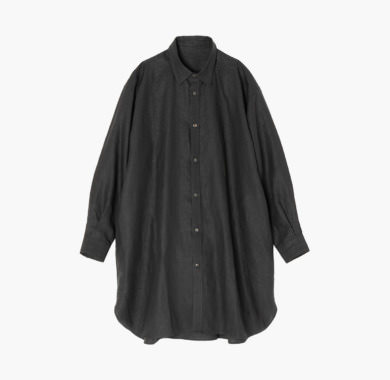 ロングシャツ 近江リネン ブラック