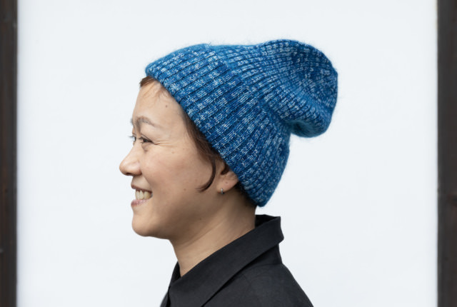 久留米絣のためのくくり糸帽子 モヘヤ混 青 | 商品一覧 | 地域文化商社