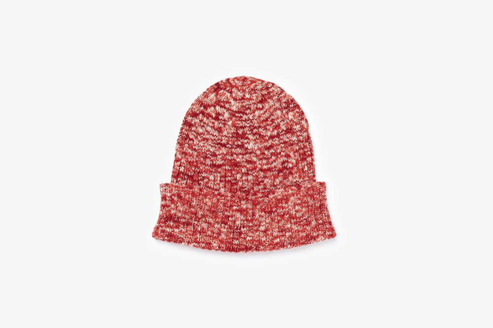 久留米絣のためのくくり糸帽子 赤