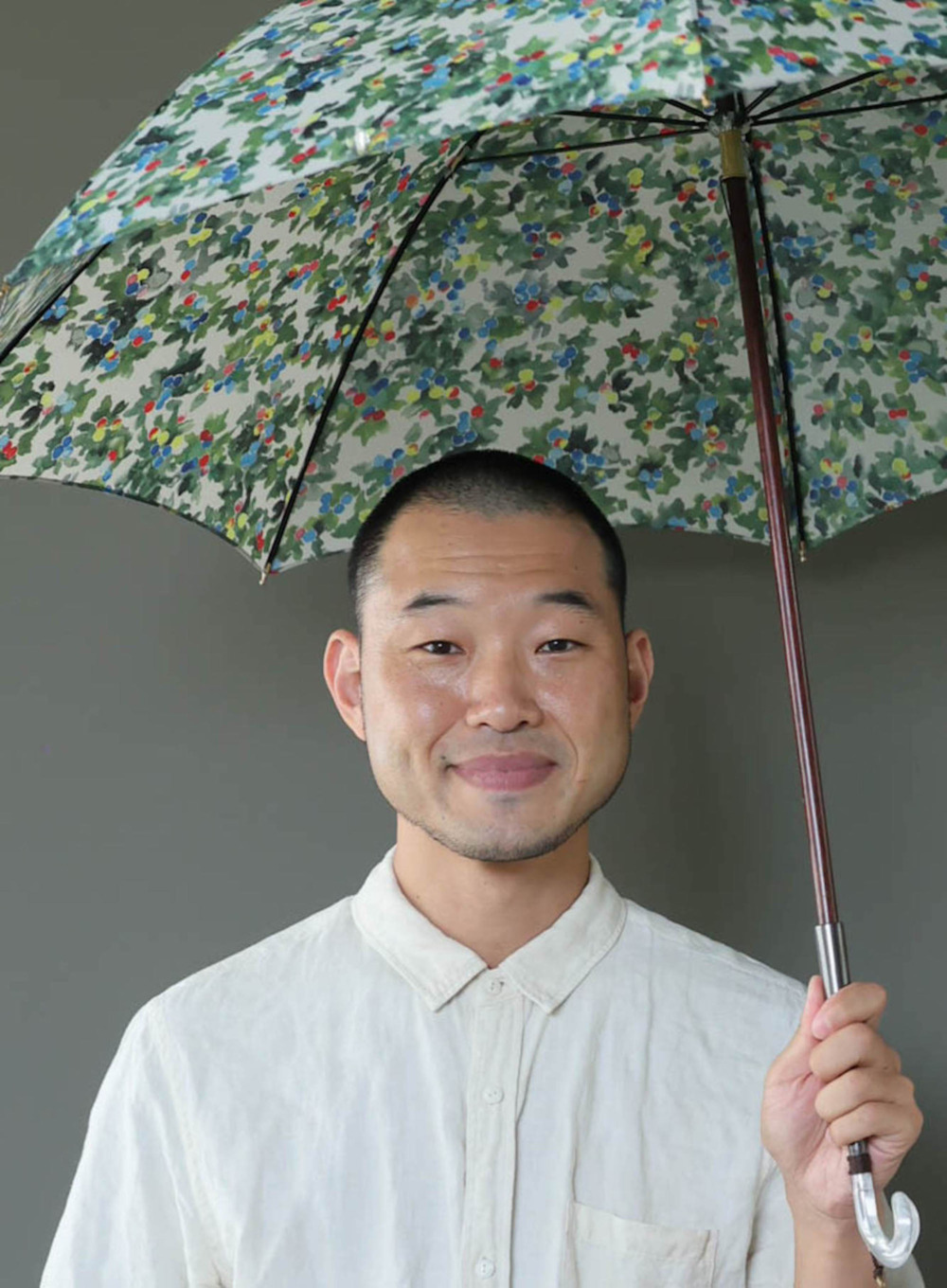 久留米絣と藍型染の日傘 - 傘