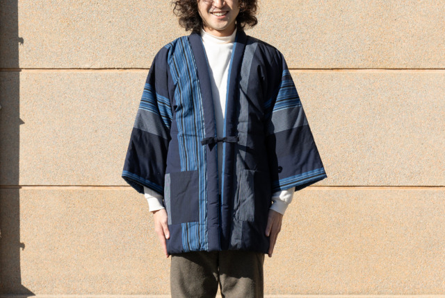 60双糸縞袢天 ブルー | 地域とつながるモノづくり | うなぎの寝床 通販