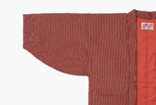 60双糸縞袢天 小縞赤