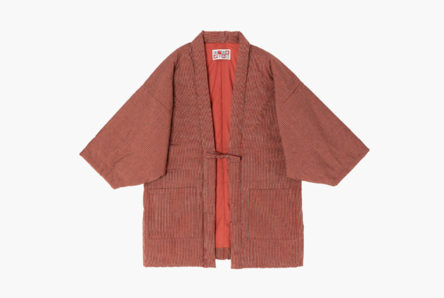 60双糸縞袢天 小縞赤 | 地域とつながるモノづくり | うなぎの寝床 通販