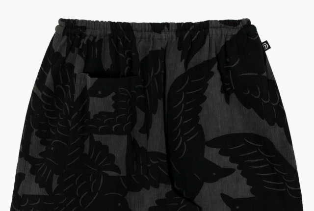 Farmers' MONPE よつめデザイン カラスの群れ / 高島ちぢみ 手捺染