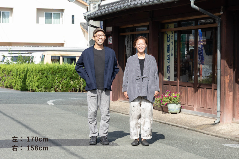 HAORI SHORT 刺子花織 紺/紺