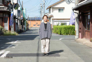 HAORI SHORT 刺子花織 紺/白