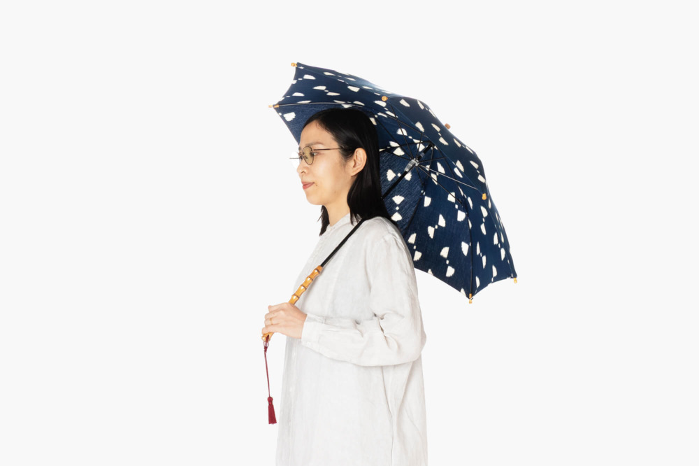 ツタエノヒガサ 久留米絣(手織・藍染) 経緯絣