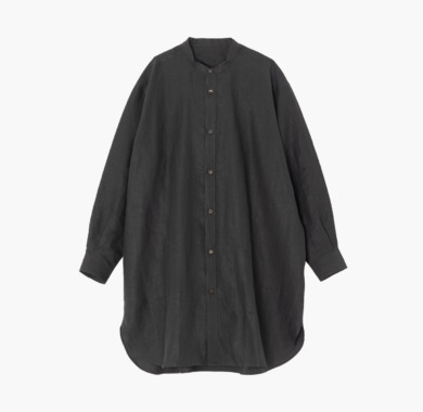 ロングシャツ バンドカラー 近江リネン