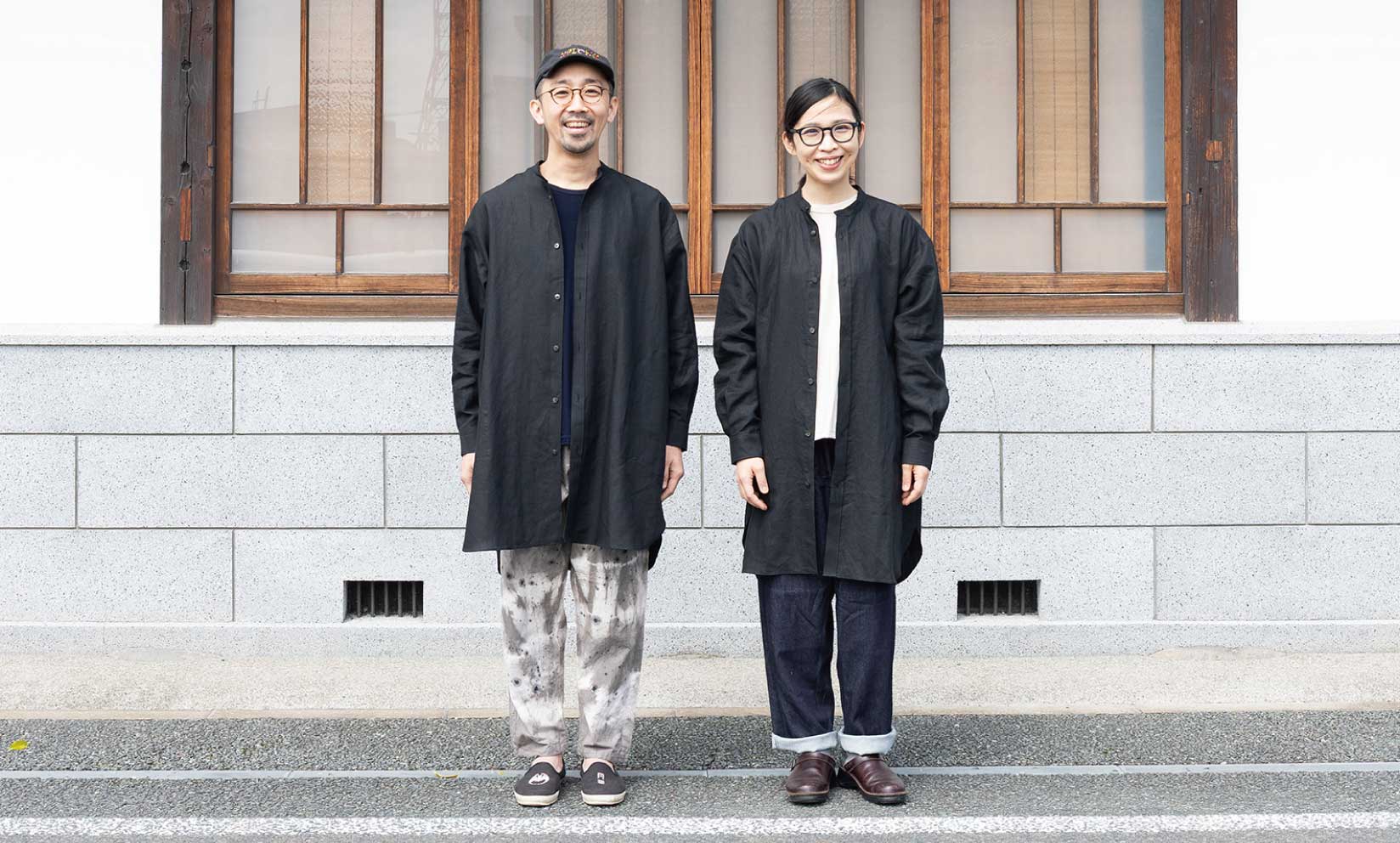 【新商品】ロングシャツ バンドカラー 近江リネン