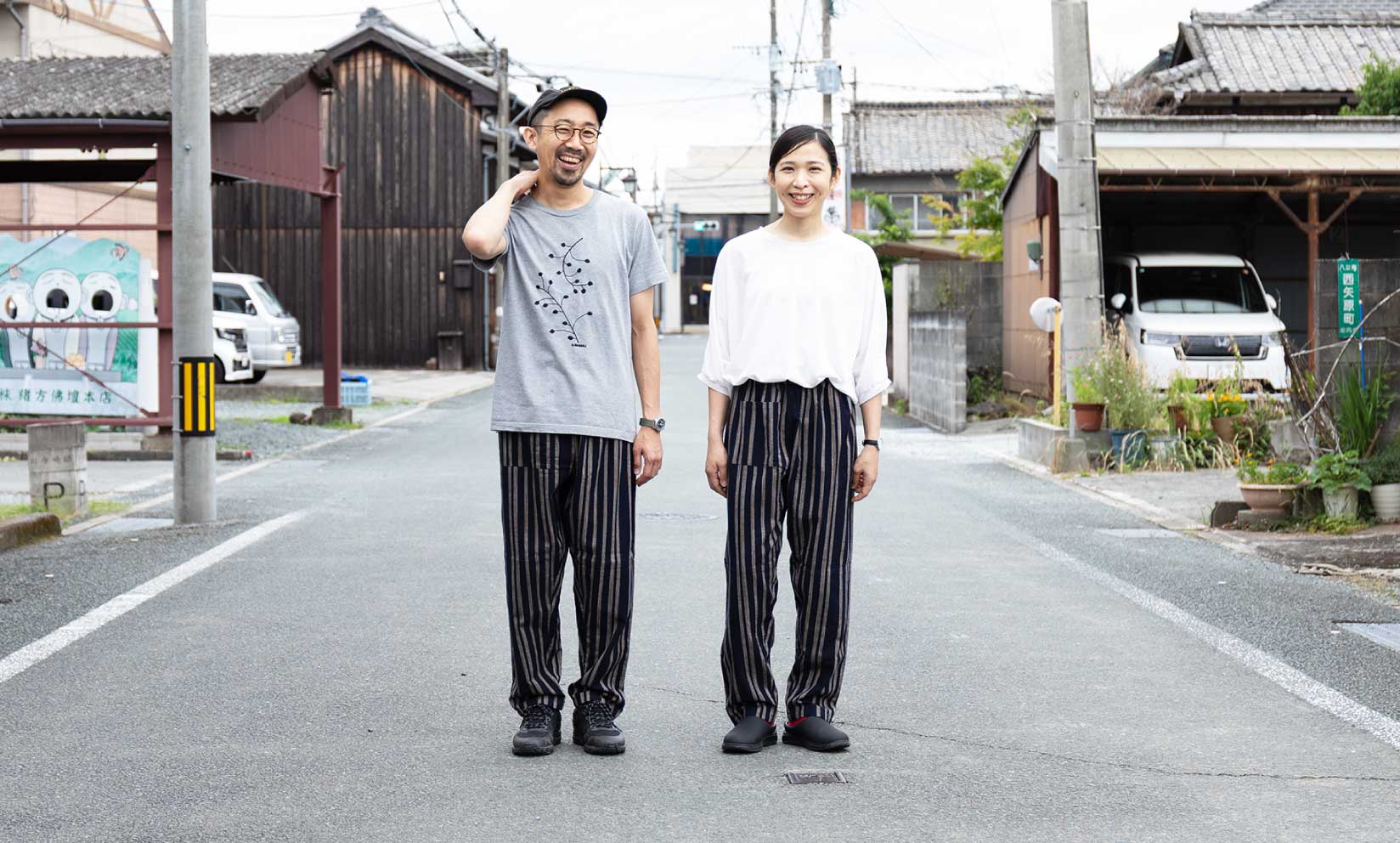 【新柄登場】Farmers' MONPE 注染縞しじら ネイビー