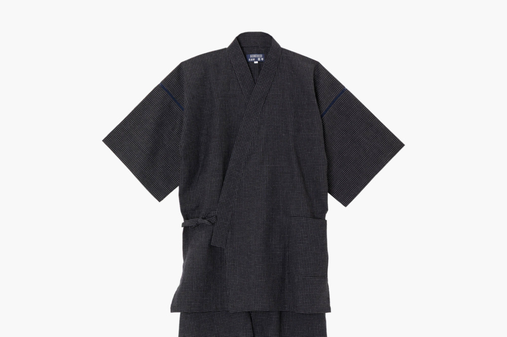 ミツノブ 甚平 黒格子