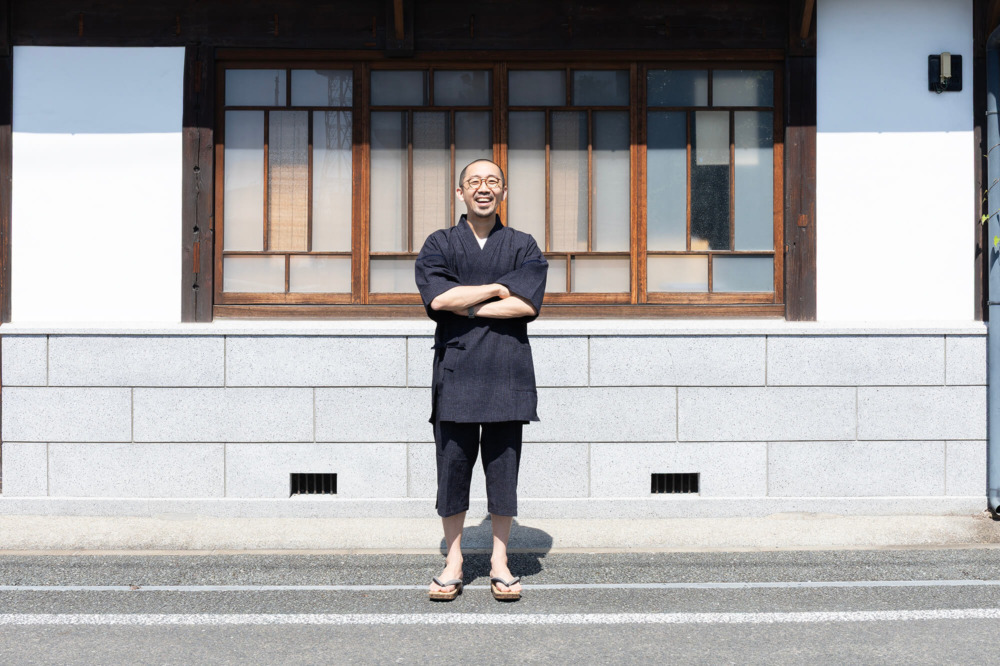 ミツノブ 甚平 黒格子
