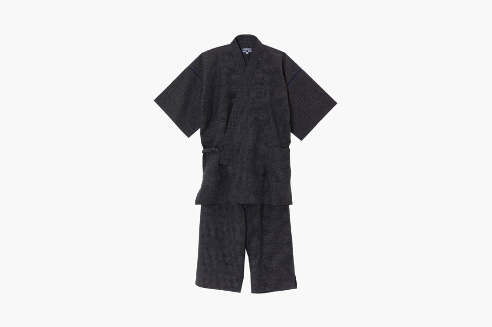 ミツノブ 甚平 黒格子